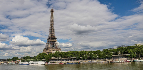 Eiffel Tower in Paris with Seine, France