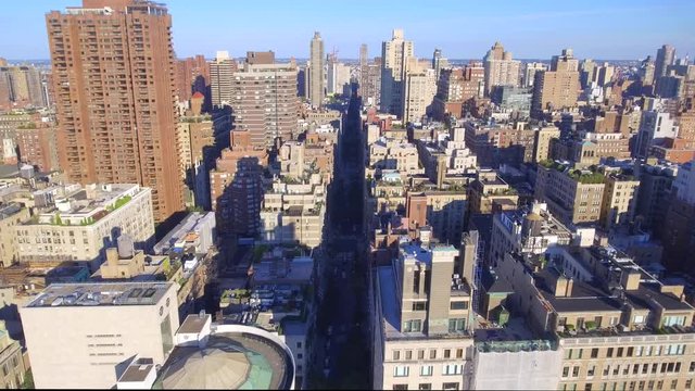 Aerial footage of residential buildings in New York Manhattan