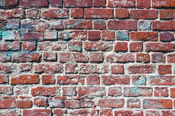 Red dirty brick wall grunge texture.