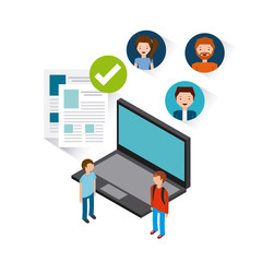 job opportunity online flat icons vector illustration design