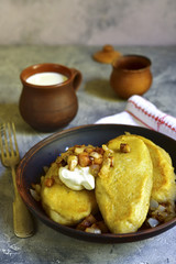 Fried zeppelin (cepelinai) - tradishional lithuanian potato patt