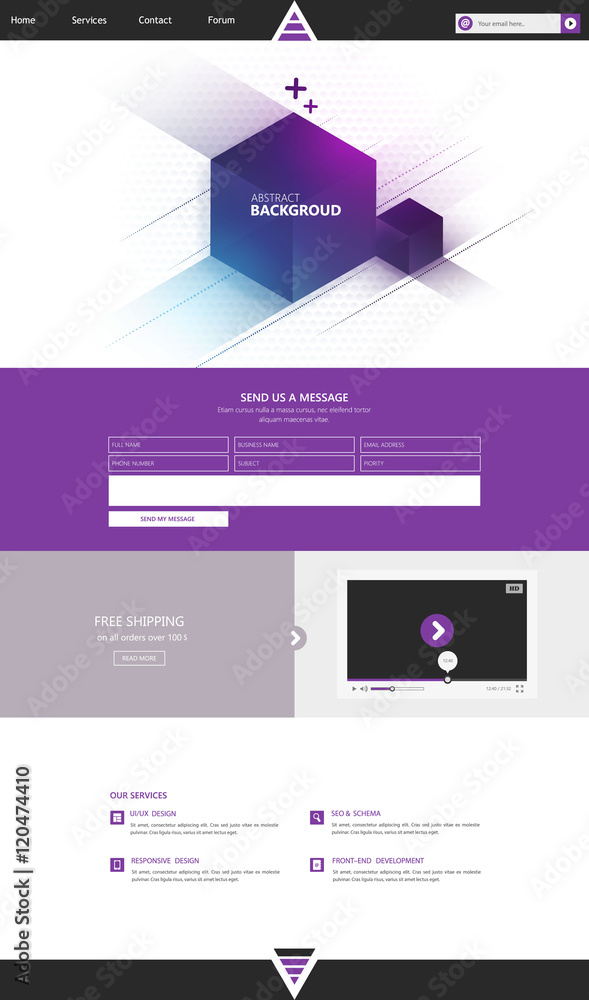 Poster vector one page website template in flat design. editable layered vector illustration