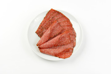 Black pepper salami slices