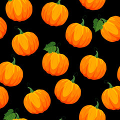 Autumn seamless pattern with pumpkins