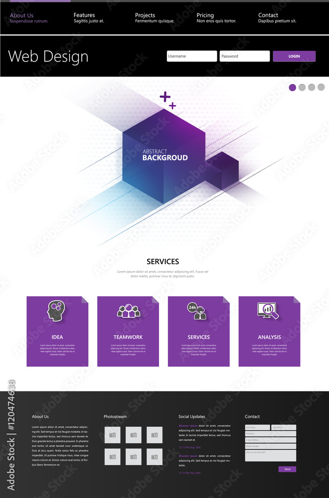 Poster vector one page website template in flat design. editable layered vector illustration