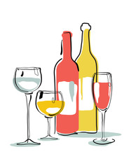 Wine bottle, glass silhouette