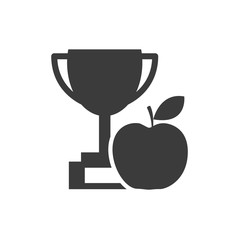 trophy cup with education icon vector illustration design