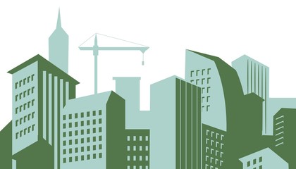 Modern skyscrapers in business district. Downtown building. Cityscape landscape. City design architecture collection. Vector illustration.