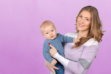 Happy young mother and her son