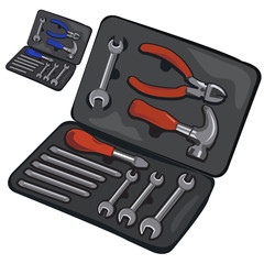 Fototapeta premium Case with working tools on white background