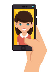 character selfie smartphone design vector illustration eps 10