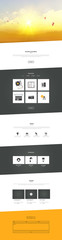 Vector One Page Website Template in flat design, with sunset background. Editable Layered Vector Illustration

