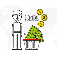 electronic commerce flat line icons vector illustration design