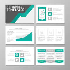 Set of gray and turquoise template for multipurpose presentation slides. Leaflet, annual report, book cover design.