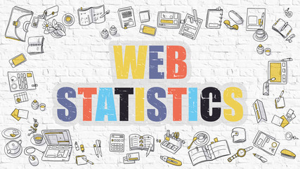 Web Statistics Concept with Doodle Design Icons.