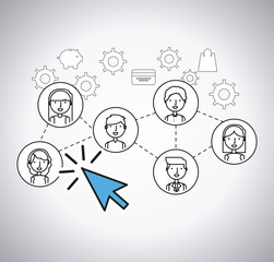 electronic commerce flat line icons vector illustration design