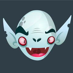 Vimpire character icon. Halloween dracula head icon. Vector illustration usolated on dark background