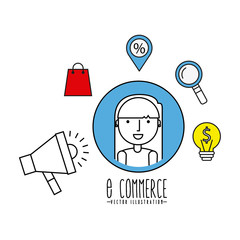 electronic commerce flat line icons vector illustration design