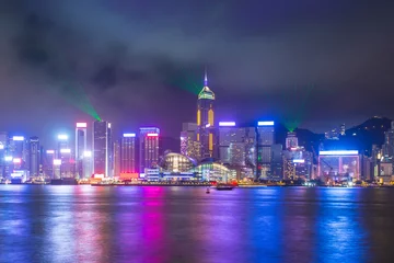 Fotobehang Een Symphony of Lights-show in Hong Kong, China © orpheus26
