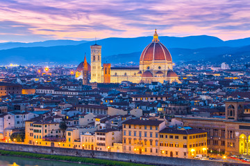 Night view of Florence skyline in Tuscany, Italy
