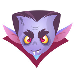 Vampire Face Colored Vector Icon. Halloween dracula head