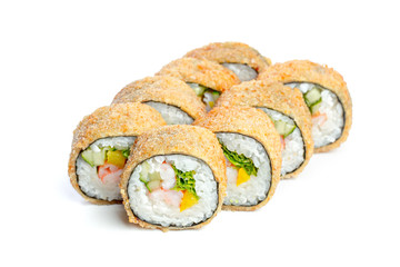 japanese sushi rolls on a white background