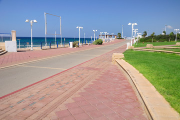Fototapeta na wymiar Embankment of Nahariya the northernmost coastal city in Israel. 