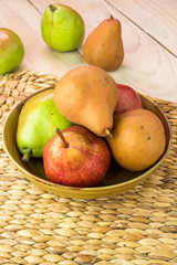 Assorted pears of new harvest.