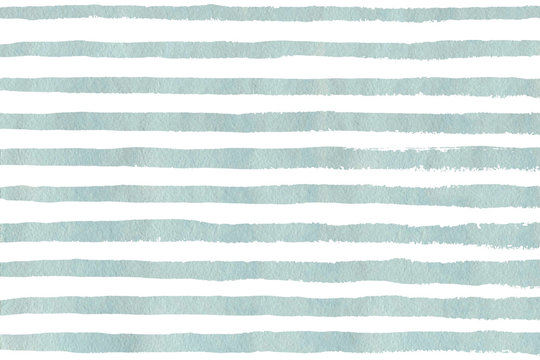Watercolor light blue stripe grunge pattern.