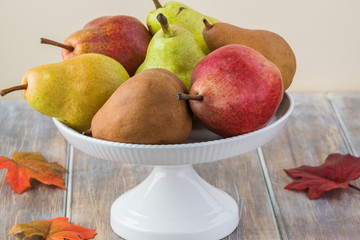 Assorted pears of new harvest.