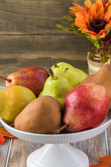 Assorted pears of new harvest.