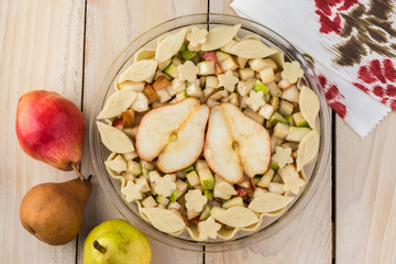 Unbaked spicy pear pie. Ready to bake.