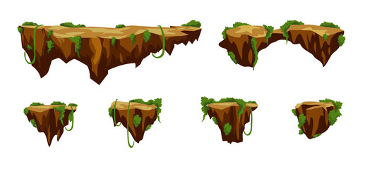 Funny cartoon stones, road elements for game design, vector assets © loopymouse