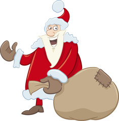 santa with sack cartoon