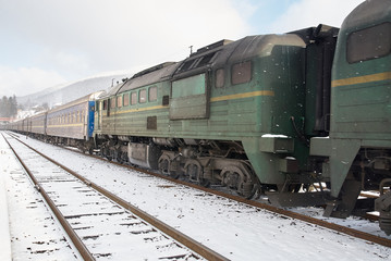 Fototapeta na wymiar Old diesel passenger train