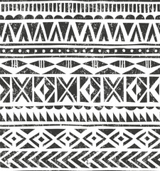 Vector hand drawn tribal print. Primitive geometric background in grunge style.