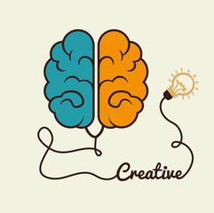 cartoon brain idea creative design isolated vector illustration eps 10