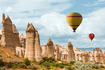 Fototapeta na wymiar Air balloon over Love valley Cappadocia Turkey
