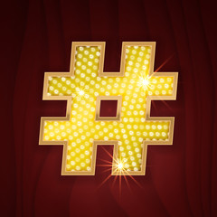 Obraz premium Gold light lamp bulb font symbol Hashtag