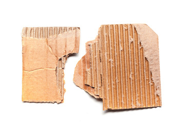 cardboard pieces isolated on white background