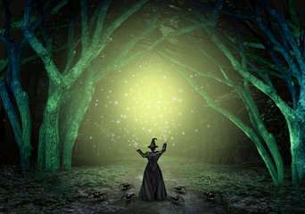 Magical Witch Background - obrazy, fototapety, plakaty