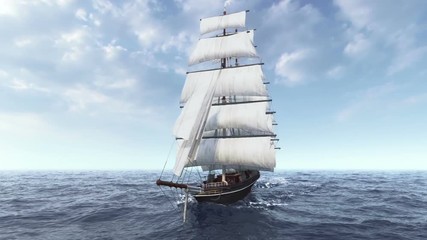 Ship sailing in rough seas aerial view and close up