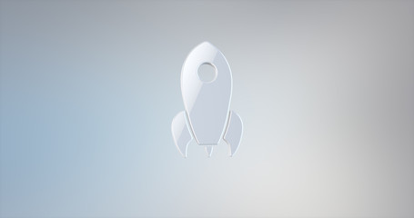 Rocket White 3d Icon