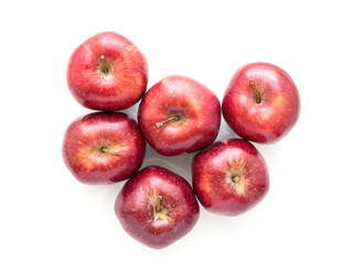Fototapeta na wymiar top view group red apple on white background