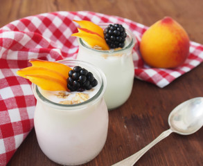 Healthy breakfast yogurt with blueberry 