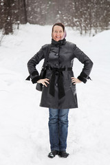 Woman portrait outdoors in winter