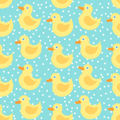 Seamless pattern with yellow duck