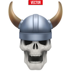 Vector Human skull with viking helmet.
