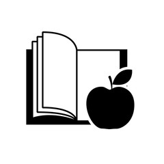book with apple fruit icon vector illustration design