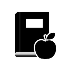 book with apple fruit icon vector illustration design